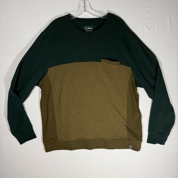 L.L. Bean Other - LL Bean Men Slightly Fitted Colorblock Crewneck Sweatshirt Green Brown XL 509939